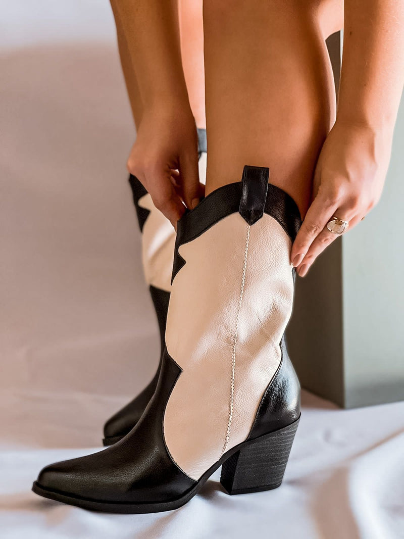 Bota Country Camila Off White/Preto