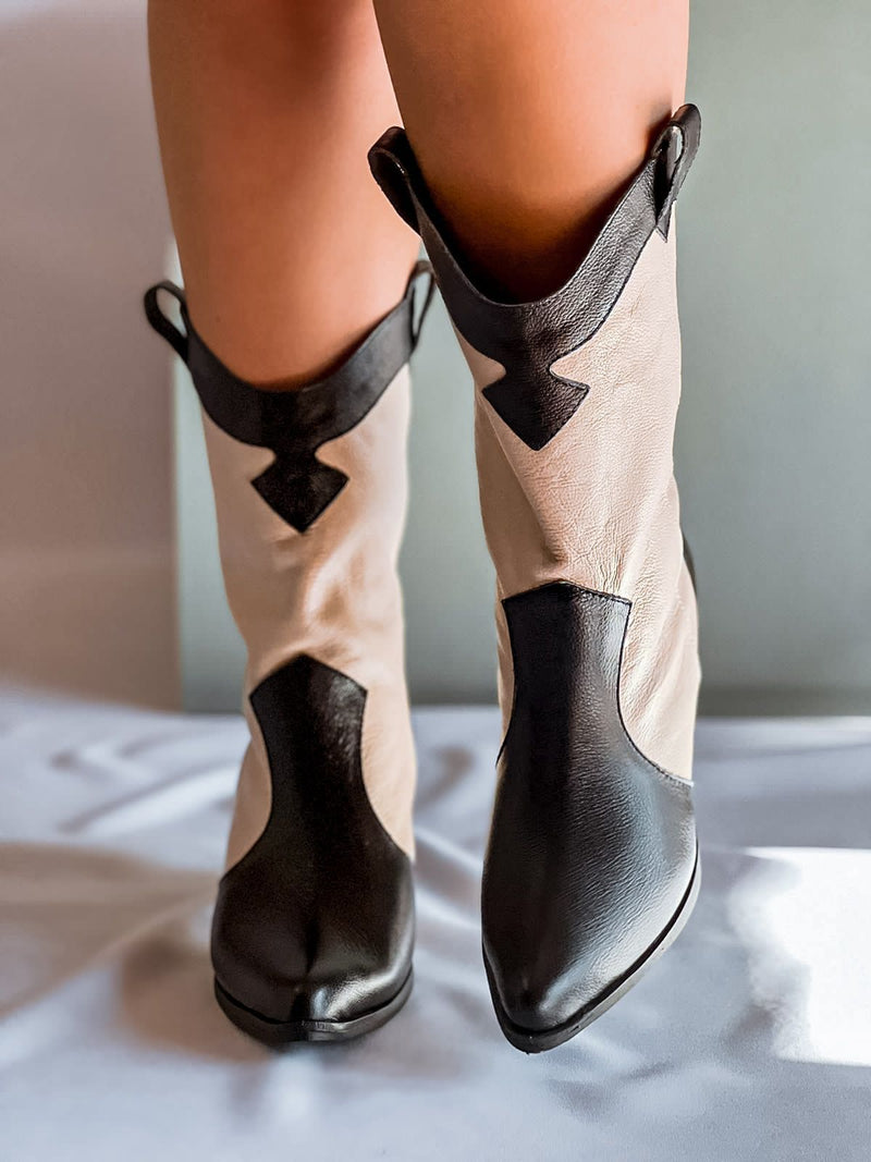 Bota Country Camila Off White/Preto