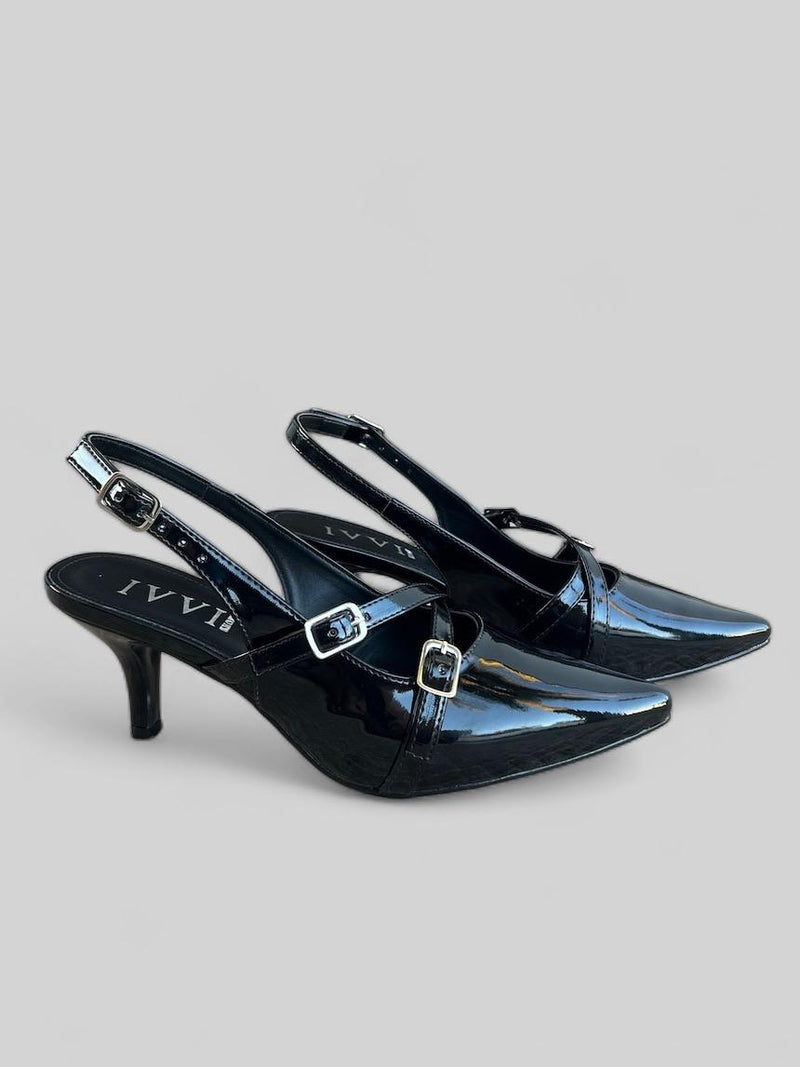 Slingback Celine Verniz Preto