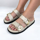 Birken Beatriz em Couro Off White