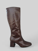 Bota Letícia em Couro Croco Café