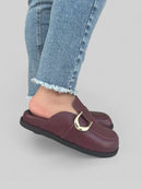 Clog Maria em Couro Cabernet