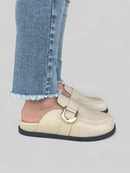Clog Maria em Couro Off White