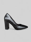 Scarpin Clarissa em Couro Croco Preto