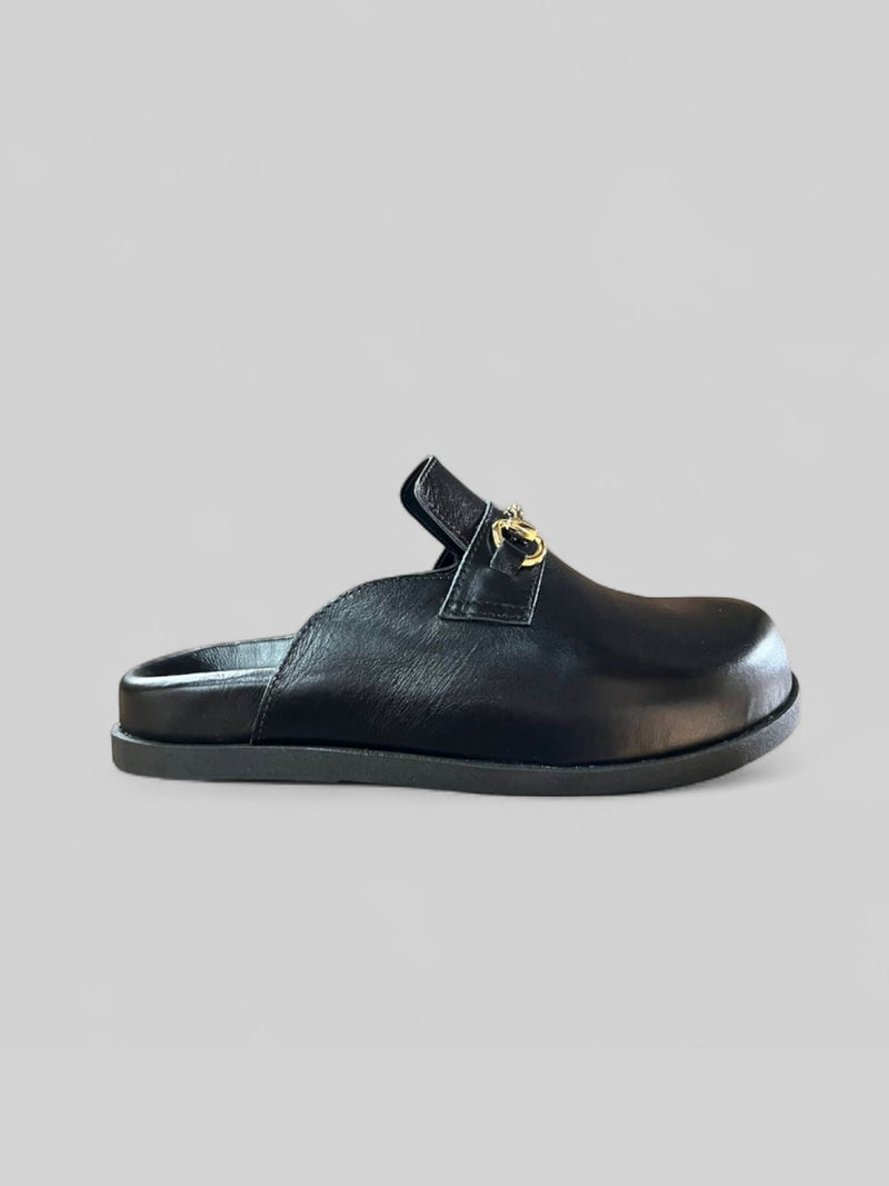 Clog Emilly em Couro Preto