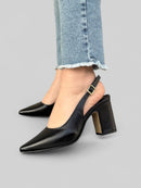 Scarpin Diana em Couro Preto