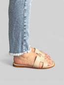 Rasteira Hannah em Couro Off White