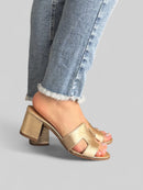 Tamanco Heloisa em Couro Ouro Light