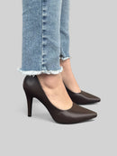 Scarpin Carolina em Couro Marrom