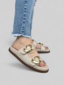 Birken Priscila em Couro Off White