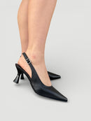 Slingback Júlia em Couro Preto