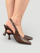 Slingback Júlia em Couro Marrom