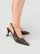 Slingback Júlia em Couro Marrom