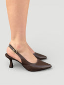 Slingback Júlia em Couro Marrom