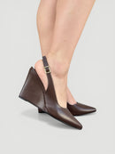 Slingback Vitória em Couro Marrom