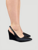 Slingback Vitória em Couro Preto